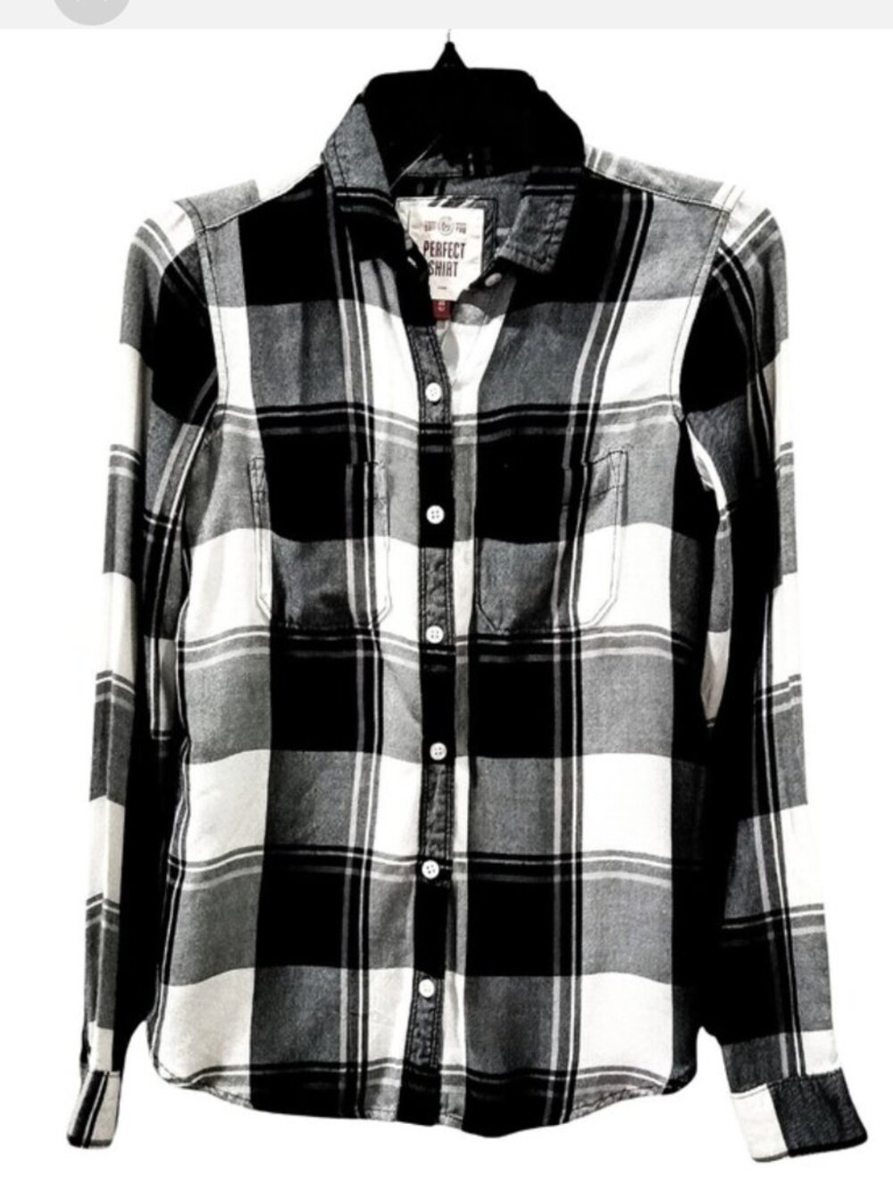 SO Black & White Plaid Button-Up